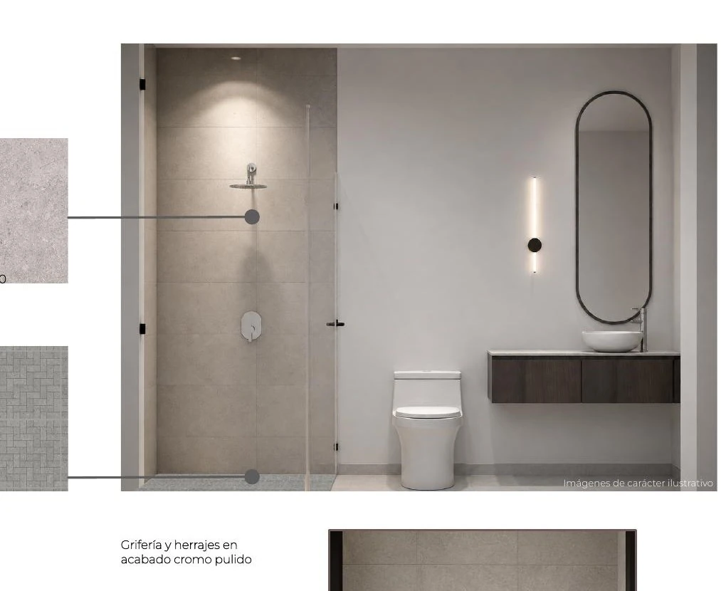 Acabados de baño de Abasolo Residence
