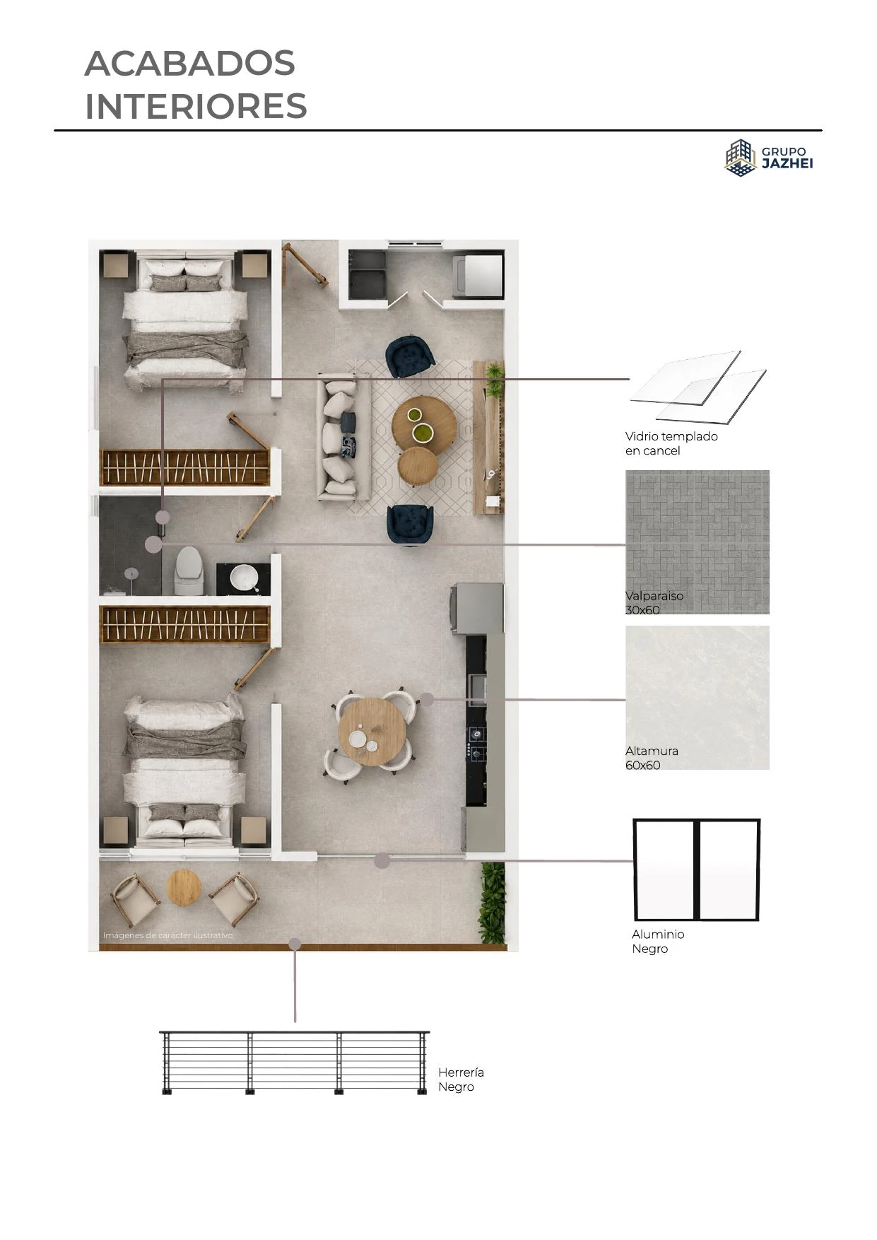 Página 4 del catálogo de acabados de Abasolo Residence
